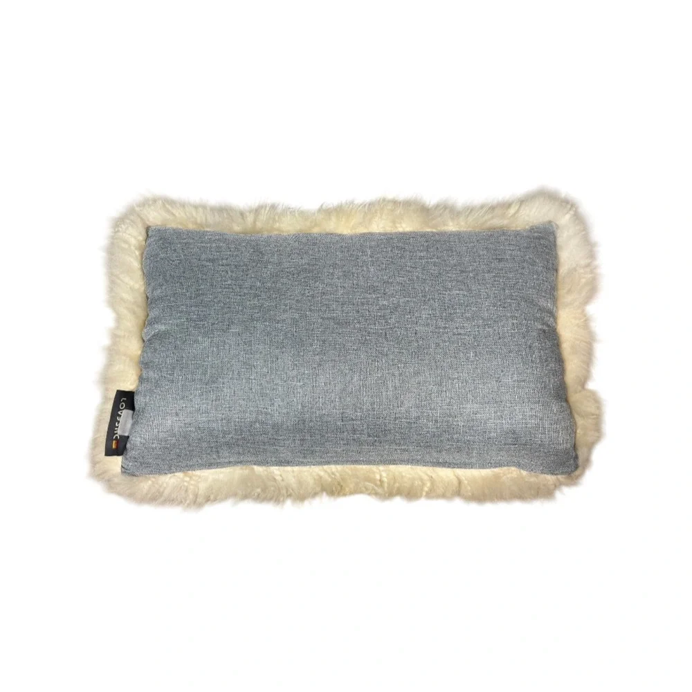 Lovesac Throw Accent Pillow Cream Rare 100% Sheepskin Soft Rectangular 19x12